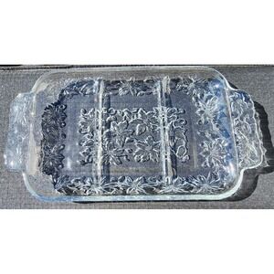 Princess House Fantasia Divided Relish Dish~ Serving Tray~ Floral Pattern~ EUC